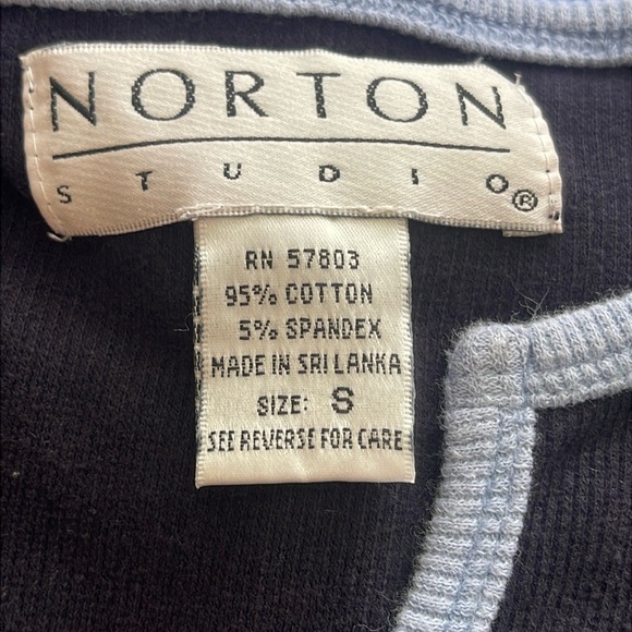 Norton Studio Navy Short Sleeve Top Size S - Picture 3 of 4